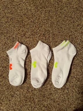 Under Armour Women’s White Ankle Socks with Neon Accents - 3 Pack